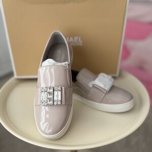 Michael Kors Women's Taupe Embellished Slip on 6.5